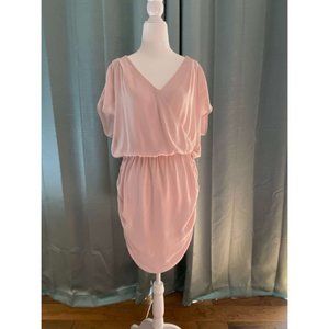 Krisa Surplice Mini Dress, Blush Color Size L